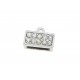 1x hellsilber Strass Endkappe 11x5mm innen 8,5x3mm zum Einkleben platinfarben Einklebkappe - Schmuckzubehör Endkappe