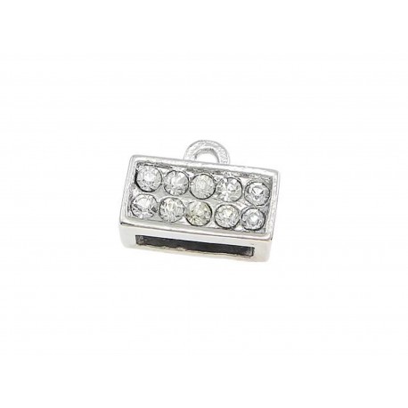 Leisure-Beads - 1x hellsilberfarben Strass Endkappe Innen 8,5x3mm 11x8,5x5mm zum Einkleben - Schmuckzubehör Endkappe