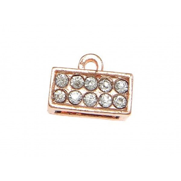 1x rosegoldfarben Strass Endkappe Innen 8,5x3mm 11x8,5x5mm Einklebkappe - Schmuckzubehör Endkappe - Leisure-Beads DIY