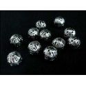 10x filigrane Metallperlen 8mm silberfarben Kugel Spacer - Schmuckzubehör Metallperle
