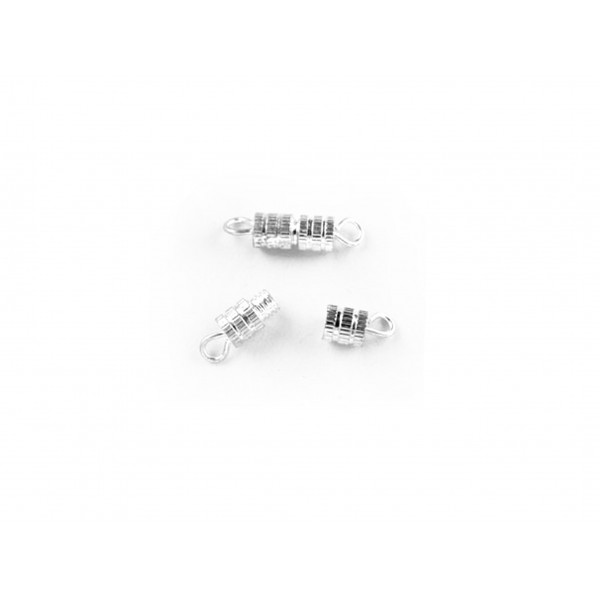 1x hellsilberfarben Drehverschluss Schraubverschluss halbgeriffelt - Schmuckzubehör Schmuckverschluss - Leisure-Beads DIY