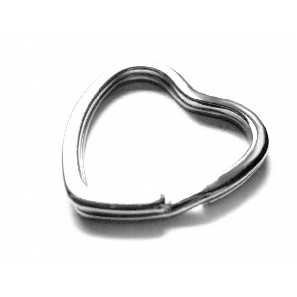 Schlüsselring Herz 30x31mm silberfarben oder hellsilberfarben stabil und massiv - Schlüsselanhänger selber machen - Leisure-Beads DIY