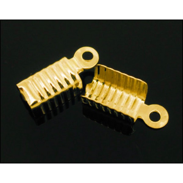 10x goldfarben Endkappe 12x5mm Klemme mit Öse - Schmuckzubehör Endkappe - Leisure-Beads DIY