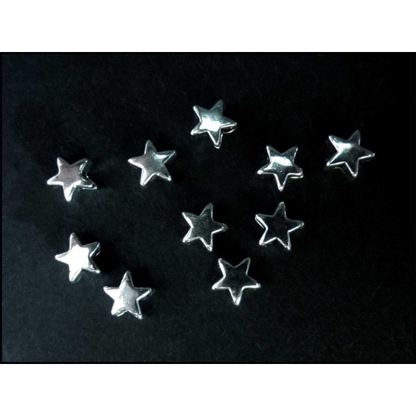 10x Stern silberfarben 5mm Metallperlen Spacer - Schmuckzubehör Metallperle - Leisure-Beads DIY