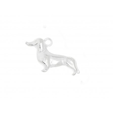 Leisure-Beads - 1x hellsilberfarben Dackel Hund Anhänger 21x12x3mm als Schmuckanhänger - Schmuckzubehör