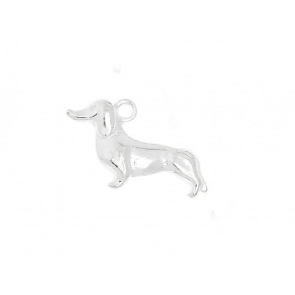 1x hellsilberfarben Dackel Hund Anhänger 21x12x3mm als Schmuckanhänger - Schmuckzubehör - Leisure-Beads DIY