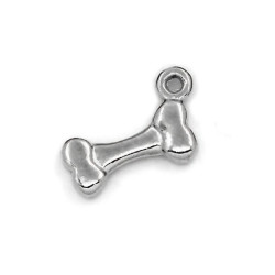 Leisure-Beads - 2x Silberfarbener Knochen Schmuckanhänger 17x11x3mm - Schmuckzubehör