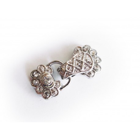 Leisure-Beads - 1x 2-Strang Strass Magnetverschluss 30x14x7mm silberfarben - Schmuckzubehör