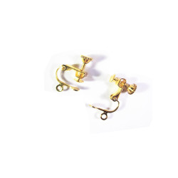 Leisure-Beads - 2x goldfarbene Ohrclips 16mm zum Clippen und Drehen - Schmuckzubehör Ohrclips