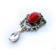 1x XXL goldfarben Anhänger ca. 47x82x14mm mit rotem Stein und Strass - Schmuckzubehör - Leisure-Beads DIY