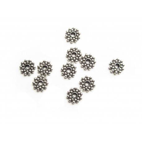 Leisure-Beads - 10x Metallperle Rund flach 8mm silberfarben Spacer - Schmuckzubehör Metallperle