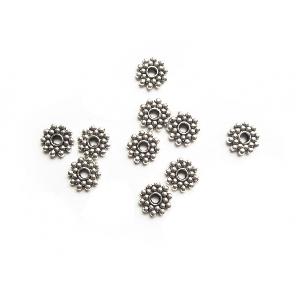 10x Metallperle Rund flach 8mm silberfarben Spacer - Schmuckzubehör Metallperle