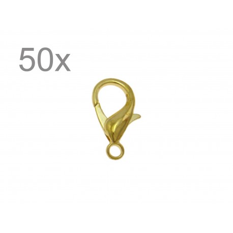 Leisure-Beads - 50x 18mm goldfarbener Karabinerhaken Schmuckverschluss - Schmuckzubehör
