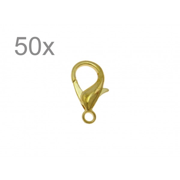 50x 18mm goldfarbener Karabinerhaken Schmuckverschluss - Schmuckzubehör - Leisure-Beads DIY