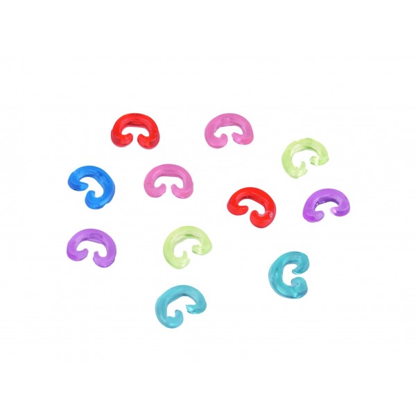 50 Stück bunt transparente Loom Verschlüsse 9x7mm - Schmuckzubehör - Leisure-Beads DIY