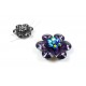 1x Strass Schiebeperle 33x13mm violett und AB-Effekt Strassperle mit 2 Fädellöchern - Schmuckzubehör