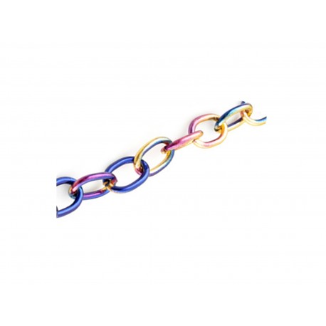 Leisure-Beads - 100cm violett-rosa-gelbe Kette aus Aluminium 16x12mm Gliederkette - Schmuckzubehör Gliederkette