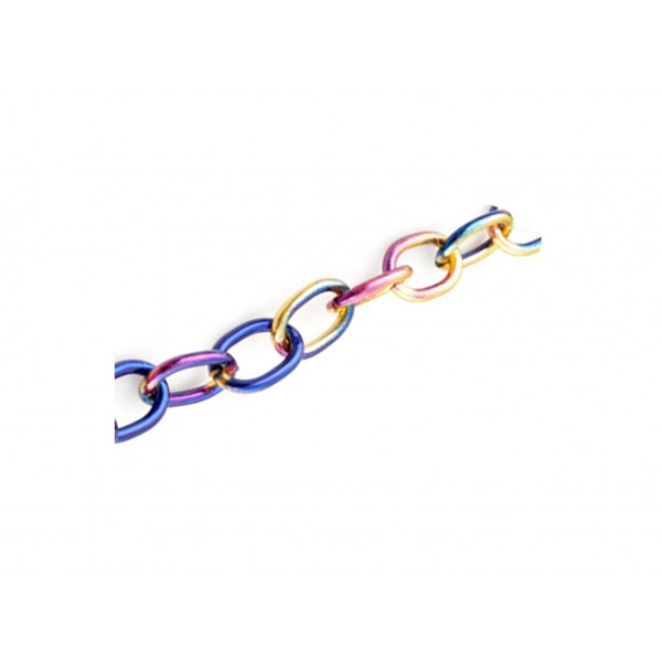  100cm violett-rosa-gelbe Kette aus Aluminium 16x12mm Gliederkette - Schmuckzubehör Gliederkette - Leisure-Beads DIY