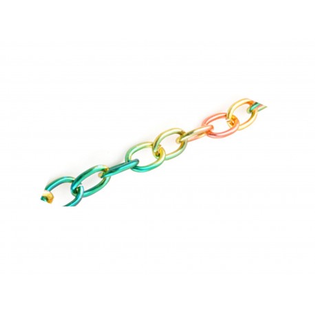 Leisure-Beads - 100cm grün-orange Kette aus Aluminium 16x12mm Gliederkette - Schmuckzubehör Gliederkette