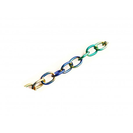 Leisure-Beads - 100cm grün-blaue Kette aus Aluminium 16x12mm Gliederkette - Schmuckzubehör Gliederkette
