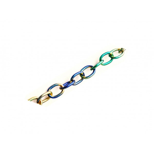  100cm grün-blaue Kette aus Aluminium 16x12mm Gliederkette - Schmuckzubehör Gliederkette - Leisure-Beads DIY