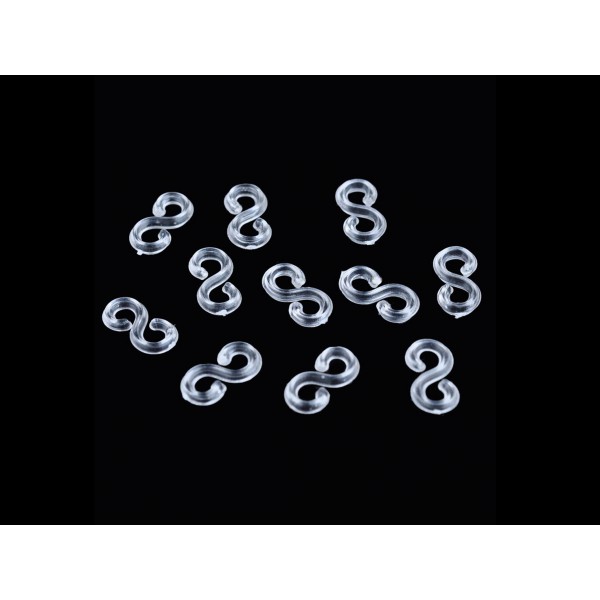 50 Stück transparente Loom S-Clips 11x5,5mm - Schmuckzubehör - Leisure-Beads DIY