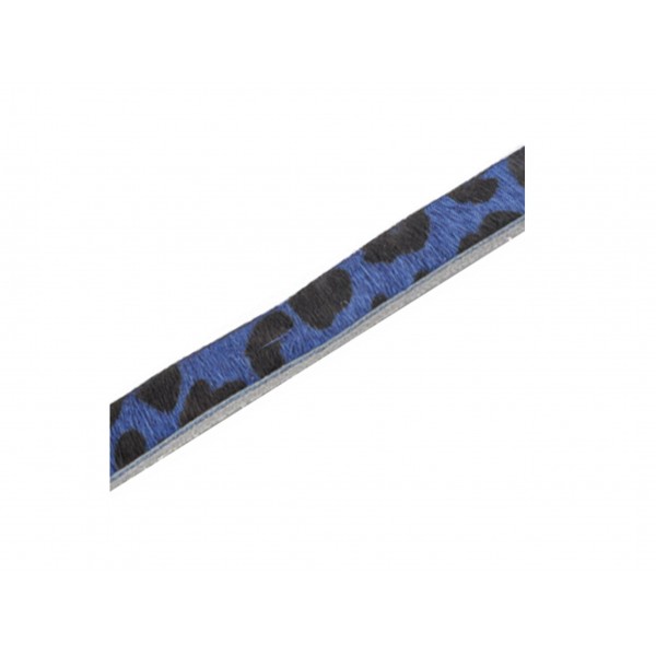 1m schwarz-blaues Lederband mit Fell 10mm x 3mm flaches Lederband in Kuhfelloptik - Schmuckzubehör Lederband - Leisure-Beads DIY