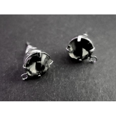 Leisure-Beads - 2x Black Diamond Strass Ohrstecker mit Öse Strassstein Durchmesser 8mm - Schmuckzubehör für Ohrringe