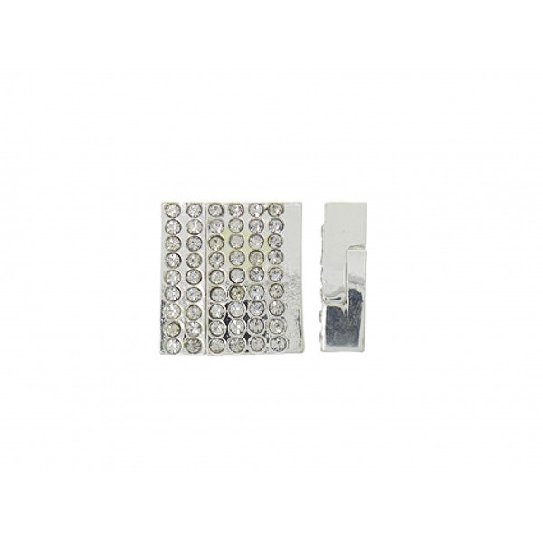 1x hellsilberfarben Strass Magnetverschluss Innen 3x21mm 22x23x7mm zum Einkleben - Schmuckzubehör Schmuckve - Leisure-Beads DIY