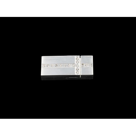 Leisure-Beads - 1x hellsilberfarben Strass Magnetverschluss Innen 10x3mm 32x14x7mm Einklebverschluss - Schmuckzubehör Schmuckv