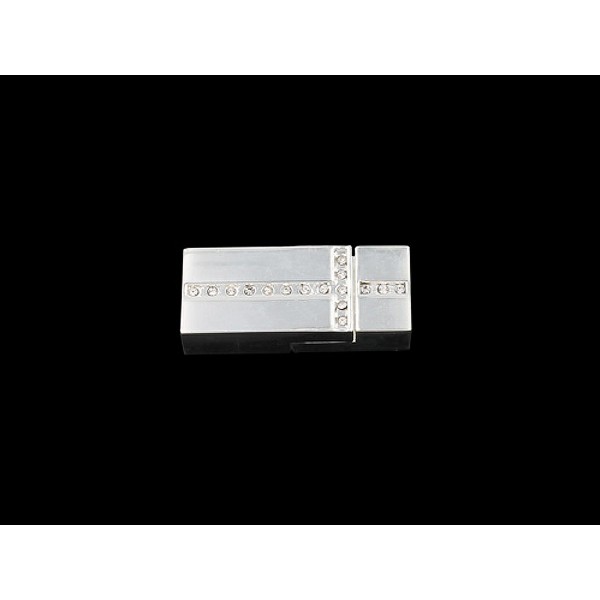 1x hellsilberfarben Strass Magnetverschluss Innen 10x3mm 32x14x7mm Einklebverschluss - Schmuckzubehör Schmuckv - Leisure-Beads DIY