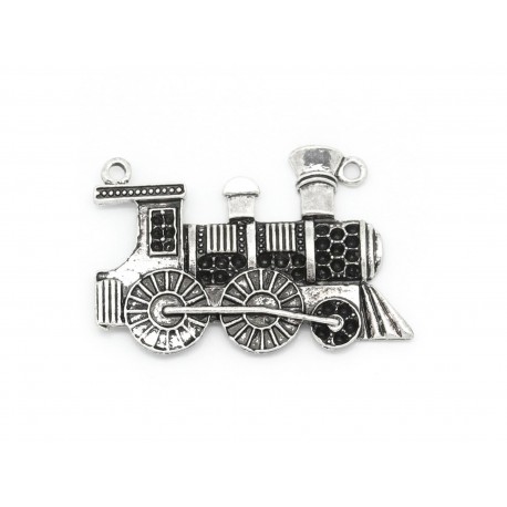 Leisure-Beads - 1x silberfarben Lokomotive Anhänger 46x31mm Kettenverbinder silberfarben Schmuckanhänger - Schmuckzubehör