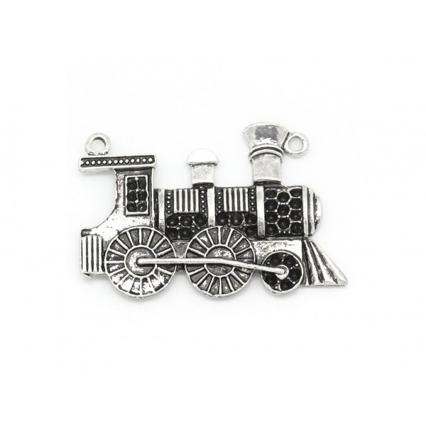 1x silberfarben Lokomotive Anhänger 46x31mm Kettenverbinder silberfarben Schmuckanhänger - Schmuckzubehör - Leisure-Beads DIY