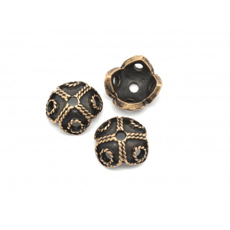Leisure-Beads - 2x kupferfarben Perlenkappen 16x15mm kupferfarbene Perlen Kappen - Schmuckzubehör