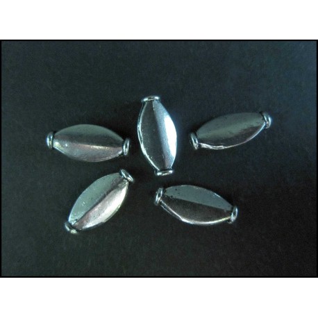 Leisure-Beads - 5x Metallperle Olive 14x7mm silberfarben Spacer - Schmuckzubehör