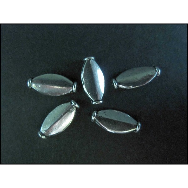 5x Metallperle Olive 14x7mm silberfarben Spacer - Schmuckzubehör