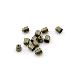 10x bronze Endkappe 5x6mm Innen 5mm runde bronze Einklebkappen mit Loch - Schmuckzubehör