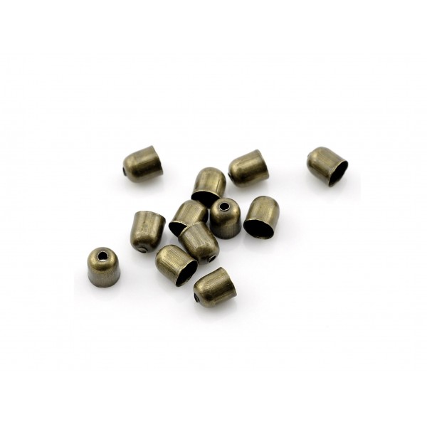 10x bronzefarben Endkappe Innen 5mm 5x6mm runde Einklebkappen mit Loch - Schmuckzubehör - Leisure-Beads DIY