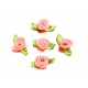 10x rosa Satinrose mit grünen Blättern 25x15mm zum Bekleben Scrapbooking - Bastelbedarf Schmuckzubehör