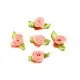 10x rosa Satinrose mit grünen Blättern 25x15mm zum Bekleben Scrapbooking - Bastelbedarf Schmuckzubehör - Leisure-Beads DIY