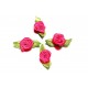 10x fuchsia Satinrose mit grünen Blättern 25x15mm zum Bekleben Scrapbooking - Bastelbedarf Schmuckzubehör