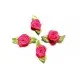 10x fuchsia Satinrose mit grünen Blättern 25x15mm zum Bekleben Scrapbooking - Bastelbedarf Schmuckzubehör - Leisure-Beads DIY