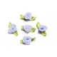 10x hellblaue Satinrose mit grünen Blättern 25x15mm zum Bekleben Scrapbooking - Bastelbedarf Schmuckzubehör - Leisure-Beads DIY