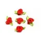 10x rote Satinrose mit grünen Blättern 25x15mm zum Bekleben Scrapbooking - Bastelbedarf Schmuckzubehör - Leisure-Beads DIY