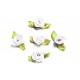 10x weisse Satinrose mit grünen Blättern 25x15mm zum Bekleben Scrapbooking - Bastelbedarf Schmuckzubehör