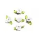 10x weisse Satinrose mit grünen Blättern 25x15mm zum Bekleben Scrapbooking - Bastelbedarf Schmuckzubehör - Leisure-Beads DIY