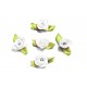 10x weisse Satinrose mit grünen Blättern 25x15mm zum Bekleben Scrapbooking - Bastelbedarf Schmuckzubehör