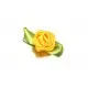 10x gelbe Satinrose mit grünen Blättern 25x15mm zum Bekleben Scrapbooking - Bastelbedarf Schmuckzubehör - Leisure-Beads DIY