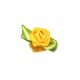 10x gelbe Satinrose mit grünen Blättern 25x15mm zum Bekleben Scrapbooking - Bastelbedarf Schmuckzubehör