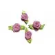 10x flieder Satinrose mit grünen Blättern 25x15mm zum Bekleben Scrapbooking - Bastelbedarf Schmuckzubehör - Leisure-Beads DIY
